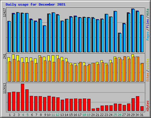 Daily usage for December 2021