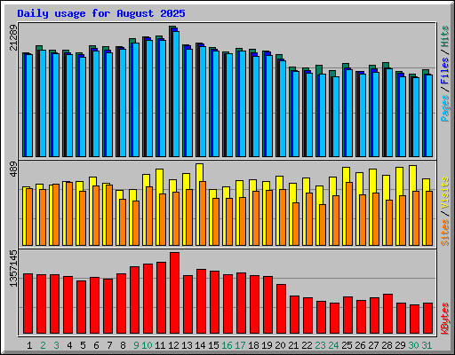 Daily usage for August 2025